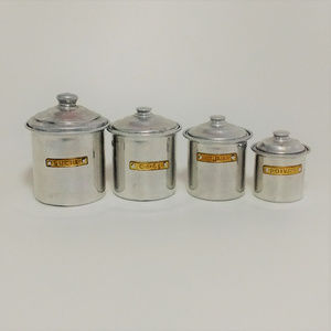 Vintage Kids French Aluminum Kitchen Canister Set